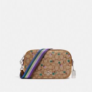 Authentic COACH Isla Signature C Crossbody w/ glitter cherries and glitter strap